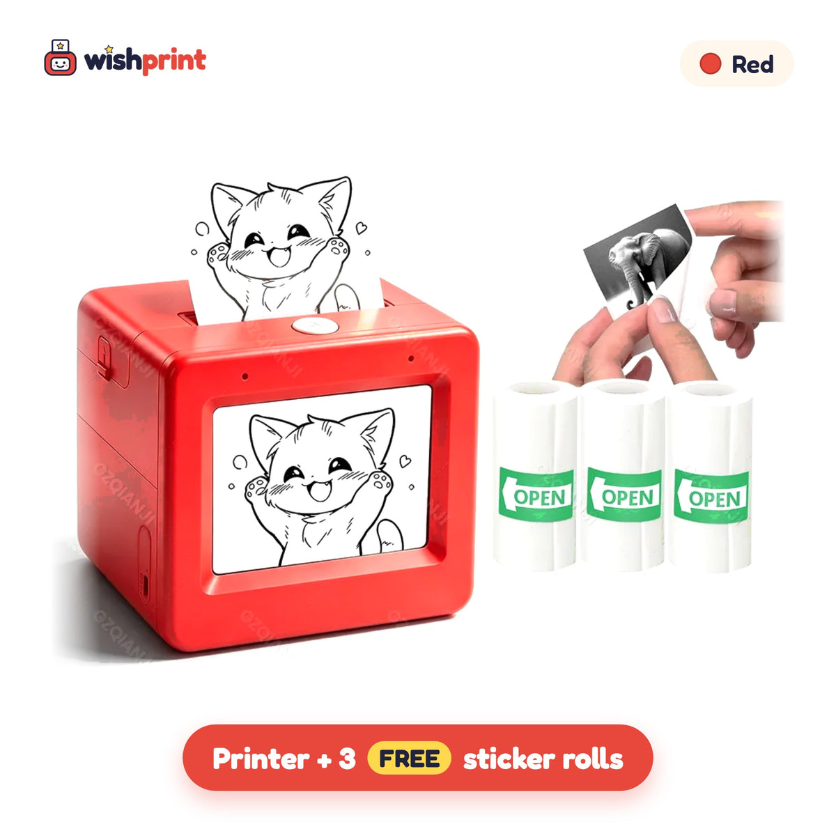 Red Wishprint with 3 free sticker rolls