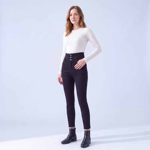 Stella Fleece-Lined High-Rise Jeans