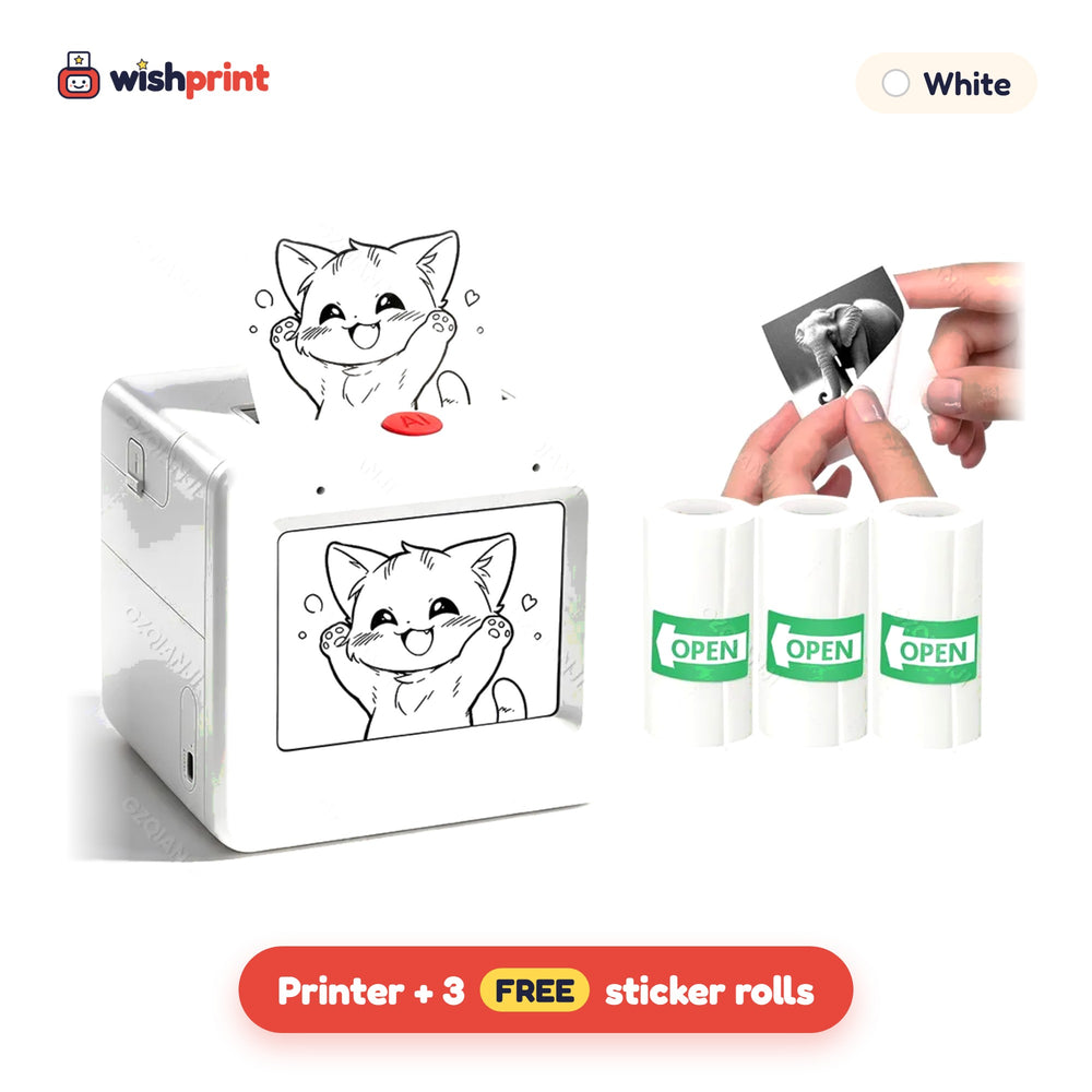White Wishprint with 3 free sticker rolls